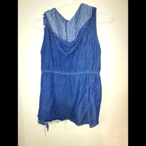 Denim vest with hood